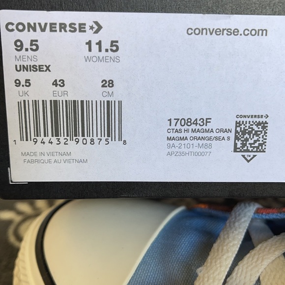 Converse Chuck Taylor All Star Hi Magma Orange/Sea MEN`S - Picture 16 of 16